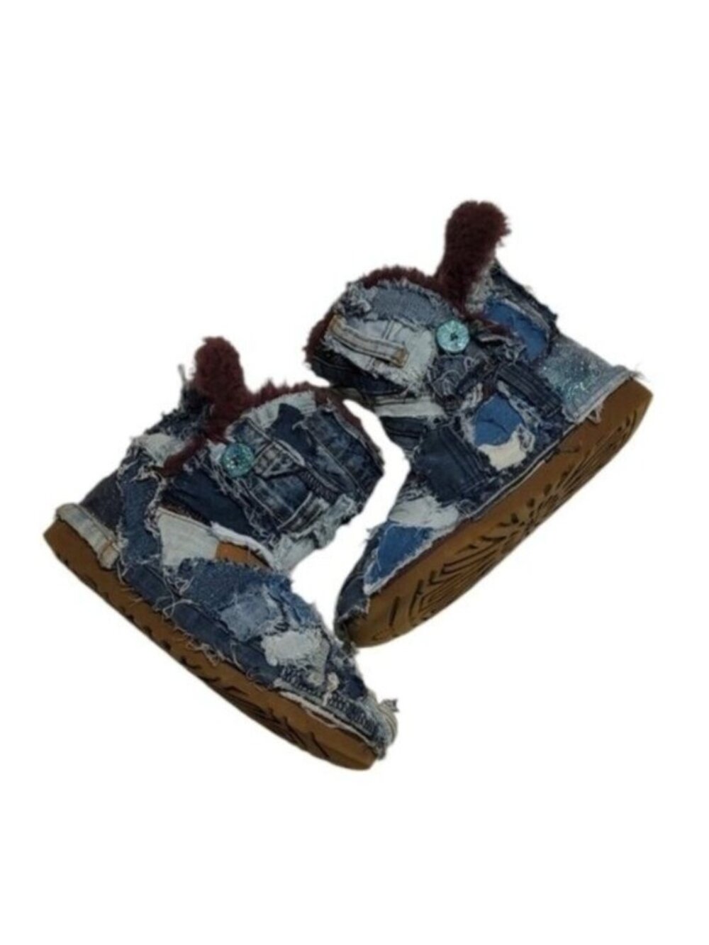 UGG Custom Denim Patchwork Bailey Button Boots 6Y 5W